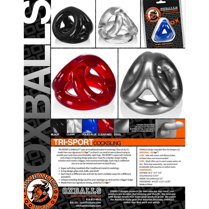 Oxballs Tri Sport Cockring Black OXBALLS Anal