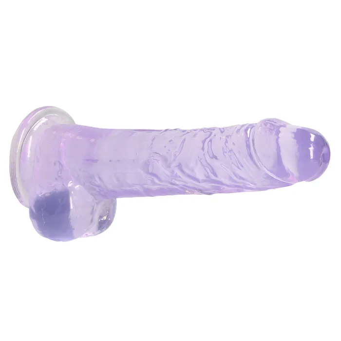 Shots Toys Dildos Shots Real Rock Crystal Clear 8 Inch Dildo With Balls Purple