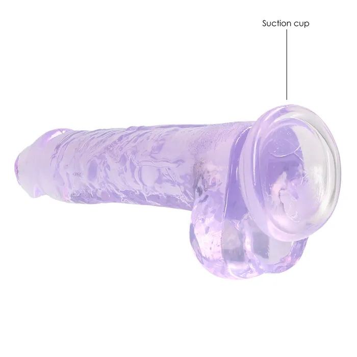 Shots Toys Dildos Shots Real Rock Crystal Clear 8 Inch Dildo With Balls Purple