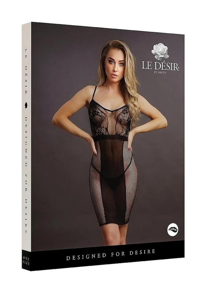 Vibrators Le Desir Le Desir Knee Length Lace and Fishnet Dress