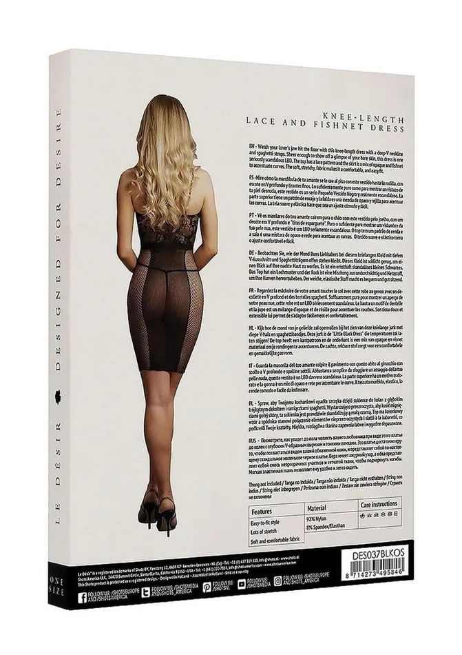 Vibrators Le Desir Le Desir Knee Length Lace and Fishnet Dress