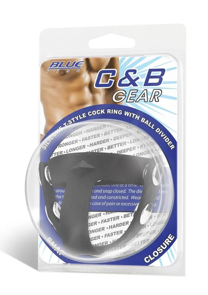 Male Sex Toys Blueline Silicone TStyle Cock Ring with Ball Divider Blue Line CandB Gear Male Sex Toys Blueline Silicone TStyle Cock Ring with Ball Divider Blue Line CandB Gear