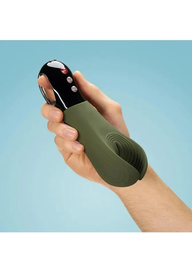Male Sex Toys Fun Factory Manta Silicone Vibrating Sleeve Moss